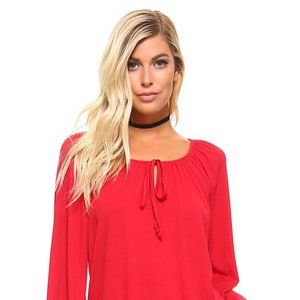 Women's Long Sleeve Solid Peasant Top